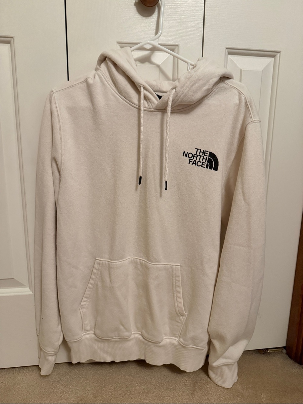 The North Face Cream Crewneck Hoodie with Black Logo